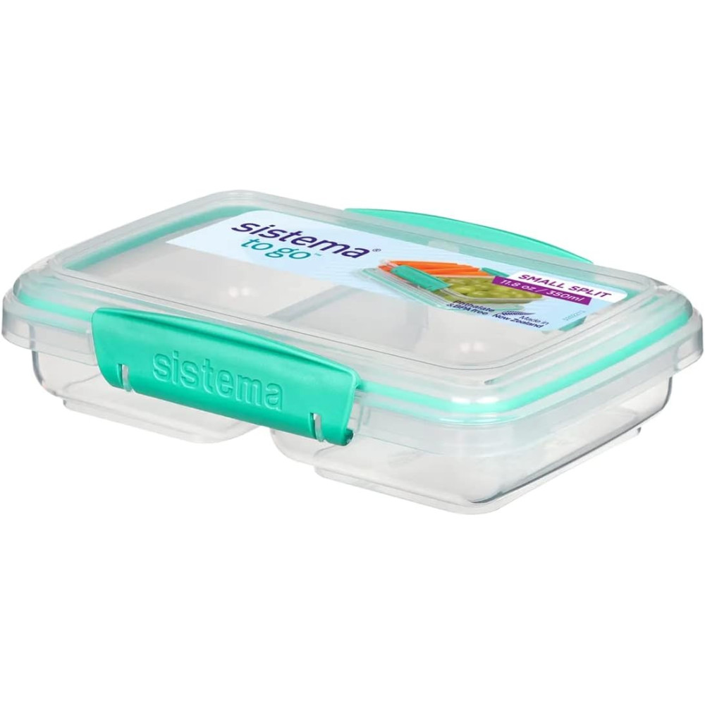 Sistema Small Food Storage Container With Split Sections 350ml, Green/Clear