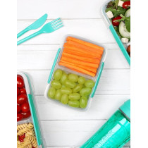 Sistema Small Food Storage Container With Split Sections 350ml, Green/Clear