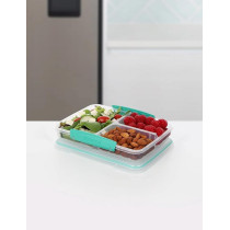 Sistema Small Food Storage Container With Split Sections 820ml, Green/Clear