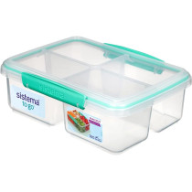 Sistema Small Food Storage Container With Split Sections 1.74L, Green/Clear