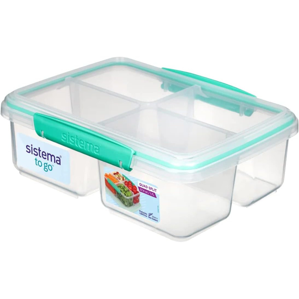 Sistema Small Food Storage Container With Split Sections 1.74L, Green/Clear