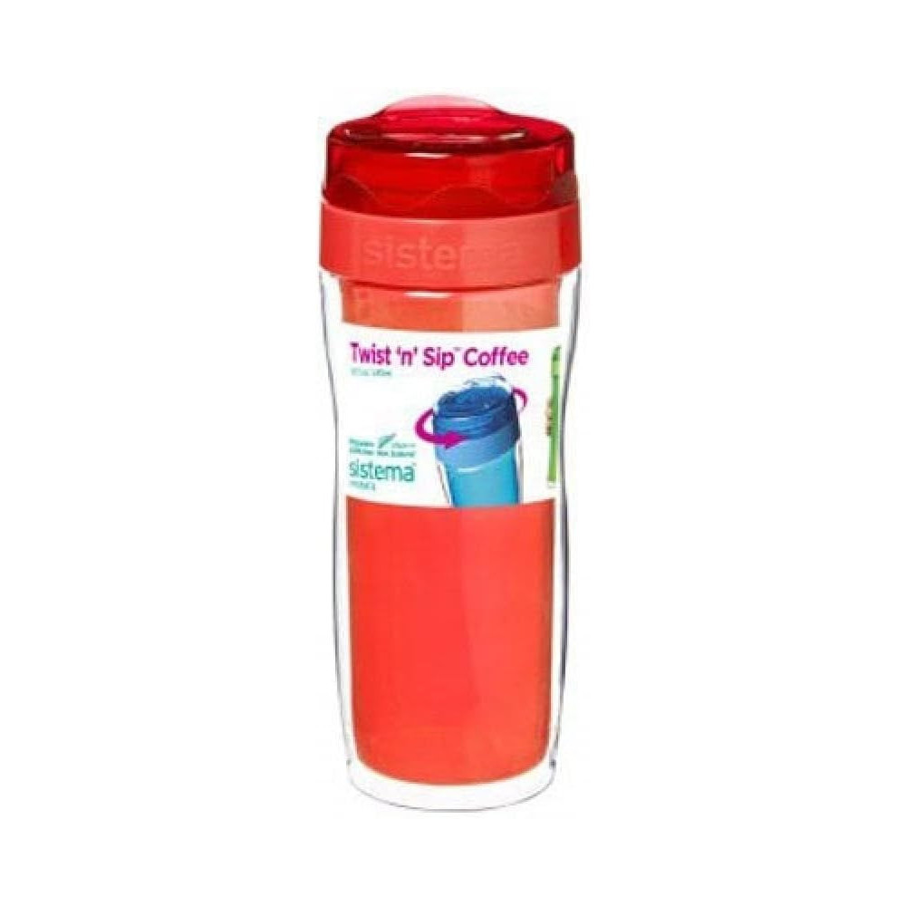Sistema Twist N Sip Water Bottle With Coffee Cup And Insulated Chamber 490ml, Orange