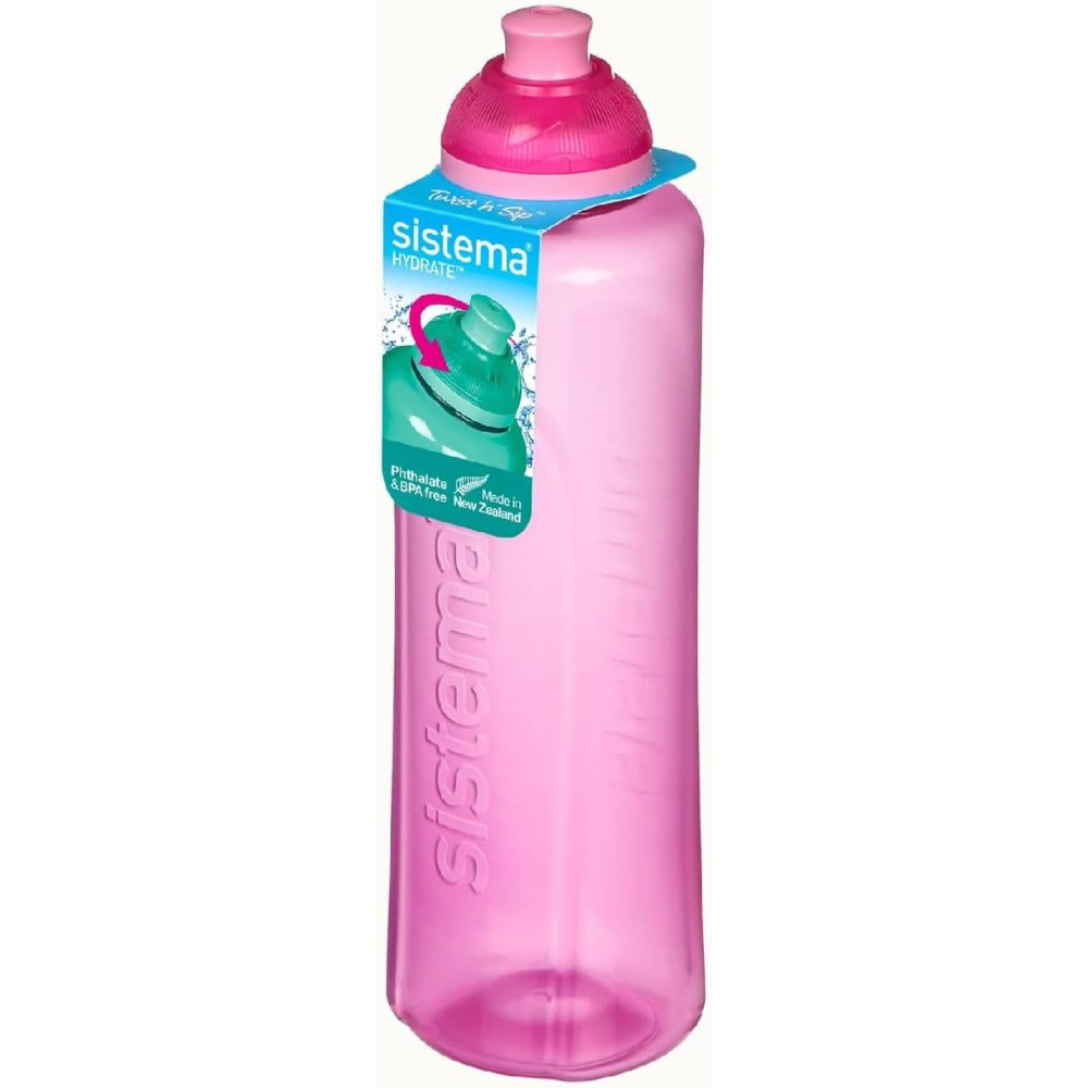 Sistema Twist N Slip Helix Squeeze Bottle With Lid 480ml, Pink