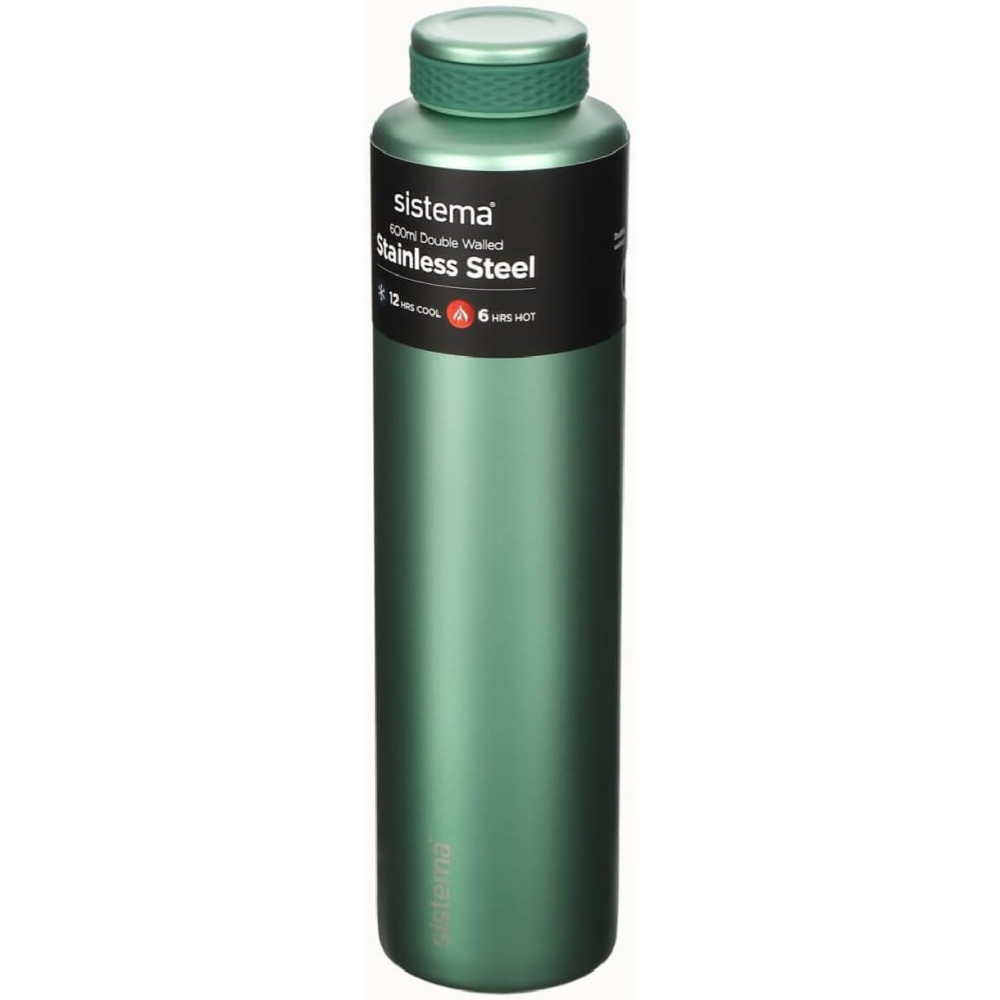 Sistema Hydrate Stainless Steel Double Wall Vacuum Insulated Water Bottle 280ml, Keeps Cold And Hot, Green