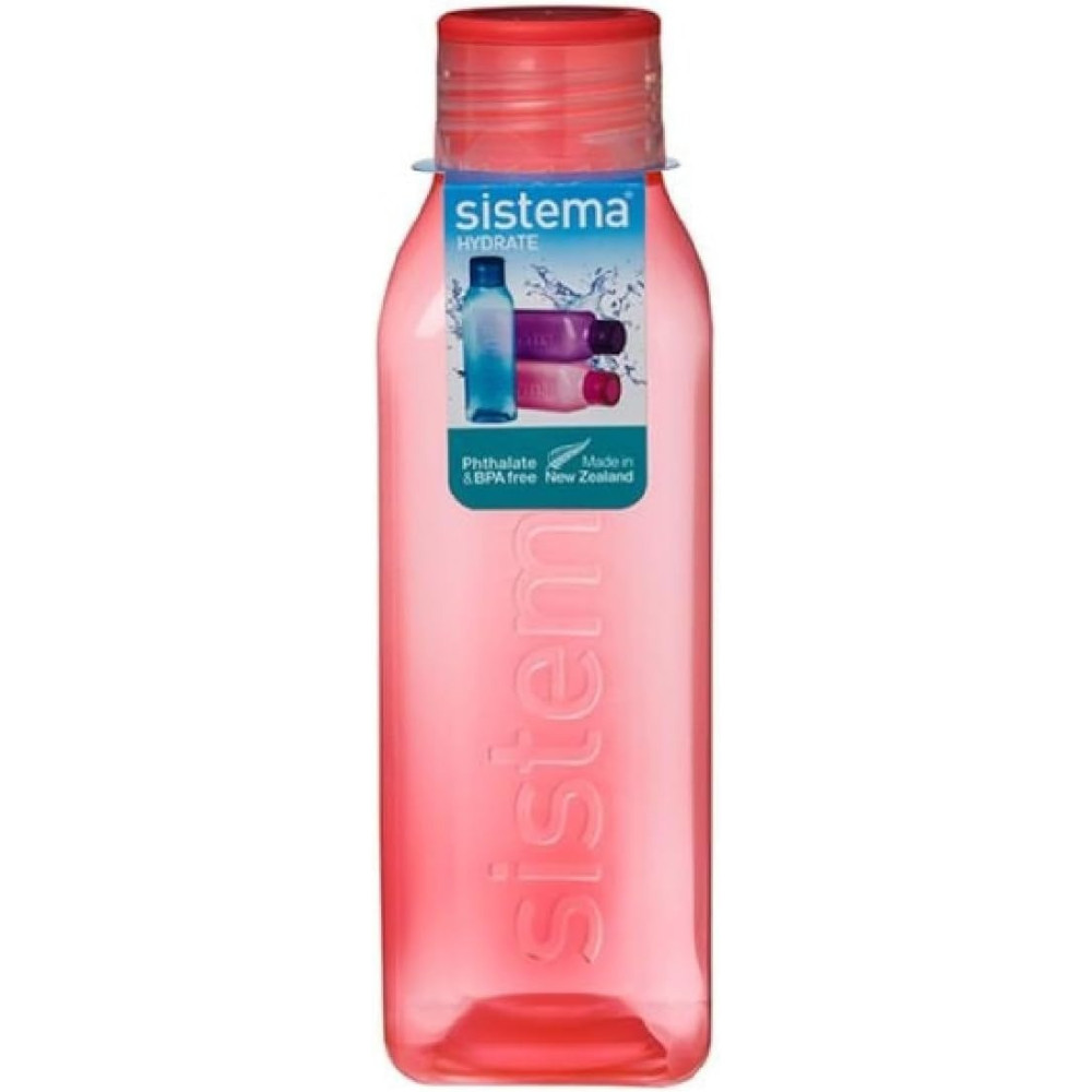 Sistema Square Bottle, Best For Work, Schools And,On The Go, Leak Proof, Easy Grip Square Shape, Is Impact Resistant, Dishwasher Safe And Phthlate And BPA Free, Orange, 1 Liter