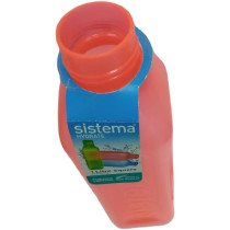 Sistema Square Bottle, Best For Work, Schools And,On The Go, Leak Proof, Easy Grip Square Shape, Is Impact Resistant, Dishwasher Safe And Phthlate And BPA Free, Orange, 1 Liter