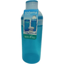 Sistema Trio Bottle, Portable With Screw Top Lid Freezer, Dishwasher And Microwave Safe Without Lid And BPA Free, Sky Blue, 580Ml