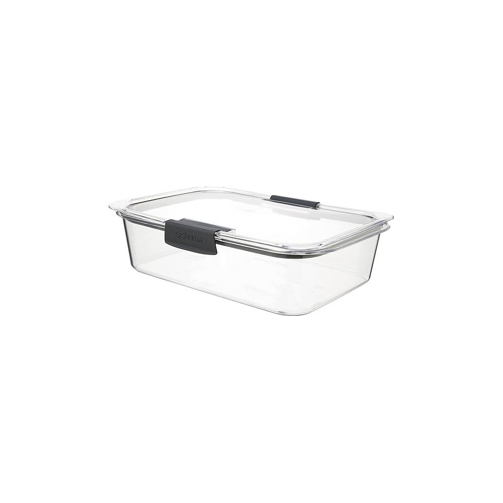 Sistema Brilliance Food Storage Container, Lightweight, 2Liter, Clear/Grey