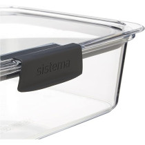 Sistema Brilliance Food Storage Container, Lightweight, 2Liter, Clear/Grey