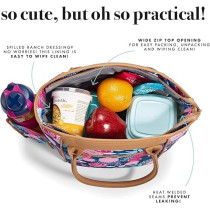 Fit & Fresh LOTG by, Beechwood Insulated Lunch Bag, Lunch Bags for Women Includes Matching Bottle, Reusable Lunch Box, Perfect for Work, School, Beach And More, Navy Lorella Posey