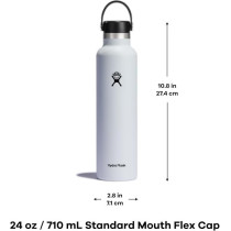 Hydro Flask Water Bottle Vacuum Insulated Stainless Steel Water Bottle with Leak Proof Flex Cap and Powder Coat BPA-Free Standard Mouth, 709 ml, Stone