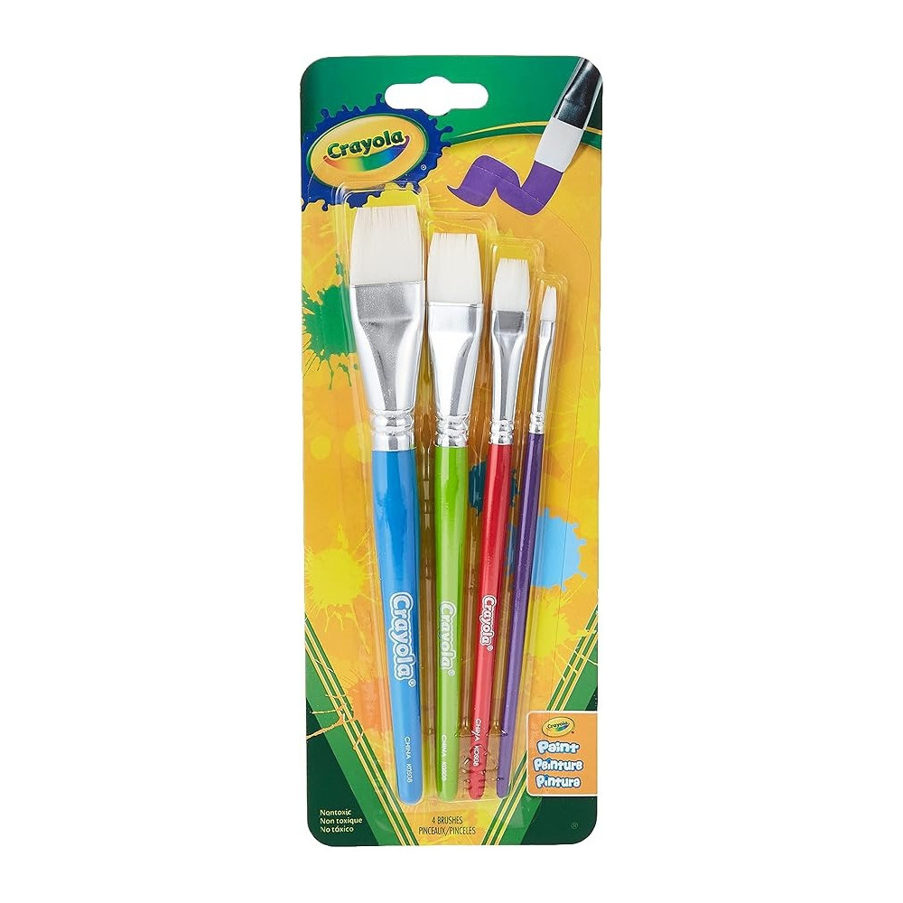 Crayola 4 Pieces Durable All Purpose Arts and Crafts Flat Brush Set, 803440