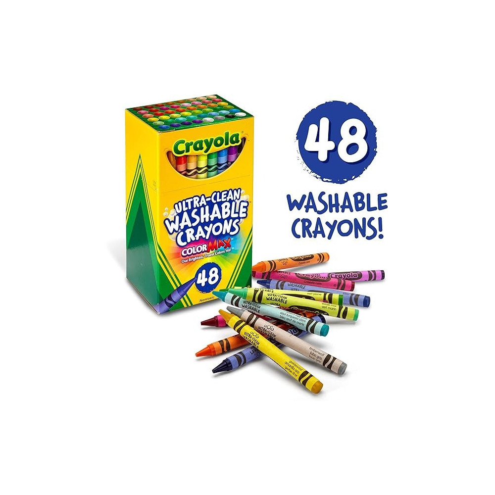Crayola 48 Count Ultra-Clean Washable Crayons, Regular Size, 803725