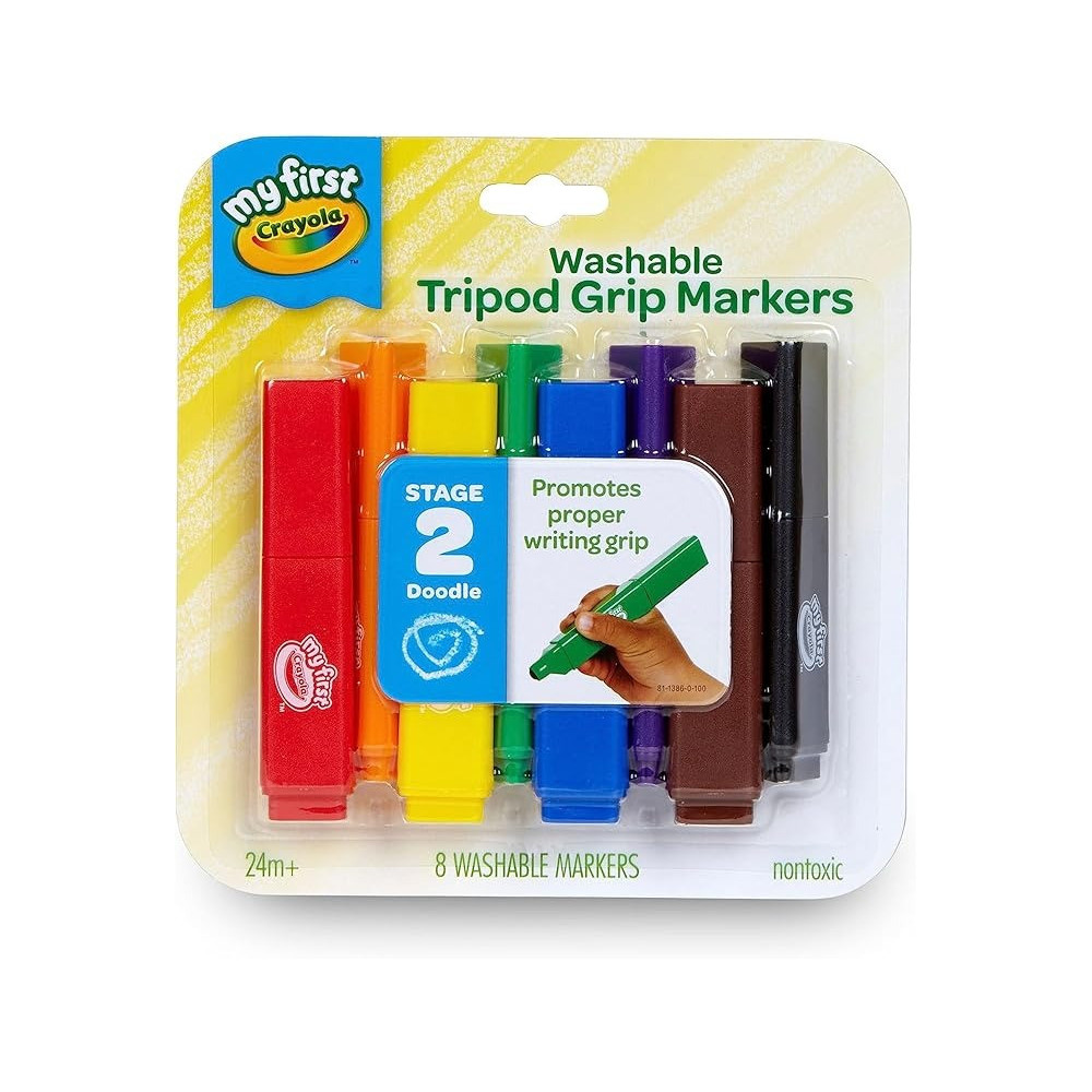 Crayola My First, Tripod Washable Markers For Toddlers, 8Ct, 803758