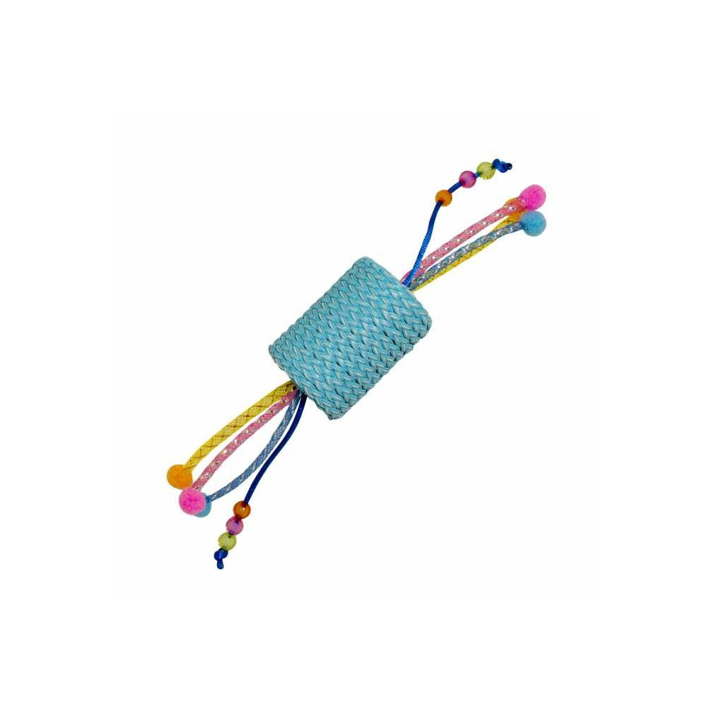 Duvo+ Jolly Blue Roll With Ropes Toy For Cats, 22 x 4.5 x 4.5 cm