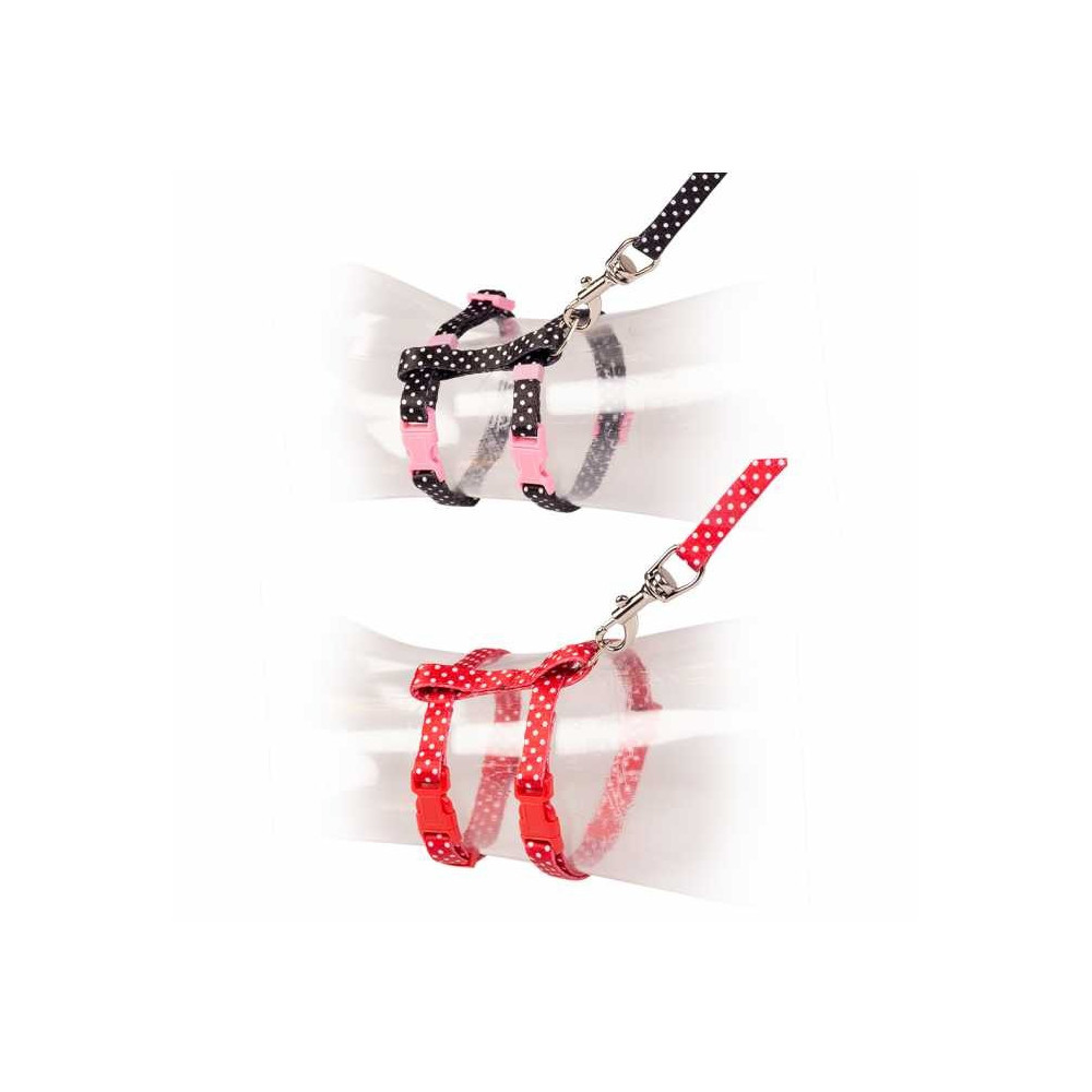 Duvo+ Kitten Walking Set White Dots, Black/Red, 15-25 cm