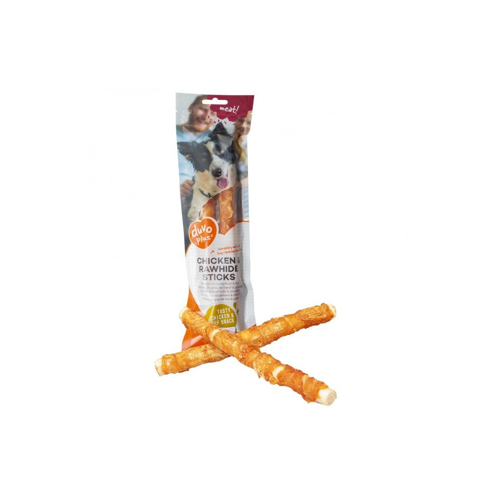 Duvo+ Meat Chicken And Rawhide Sticks Large Treats For Dogs, 2 Sticks