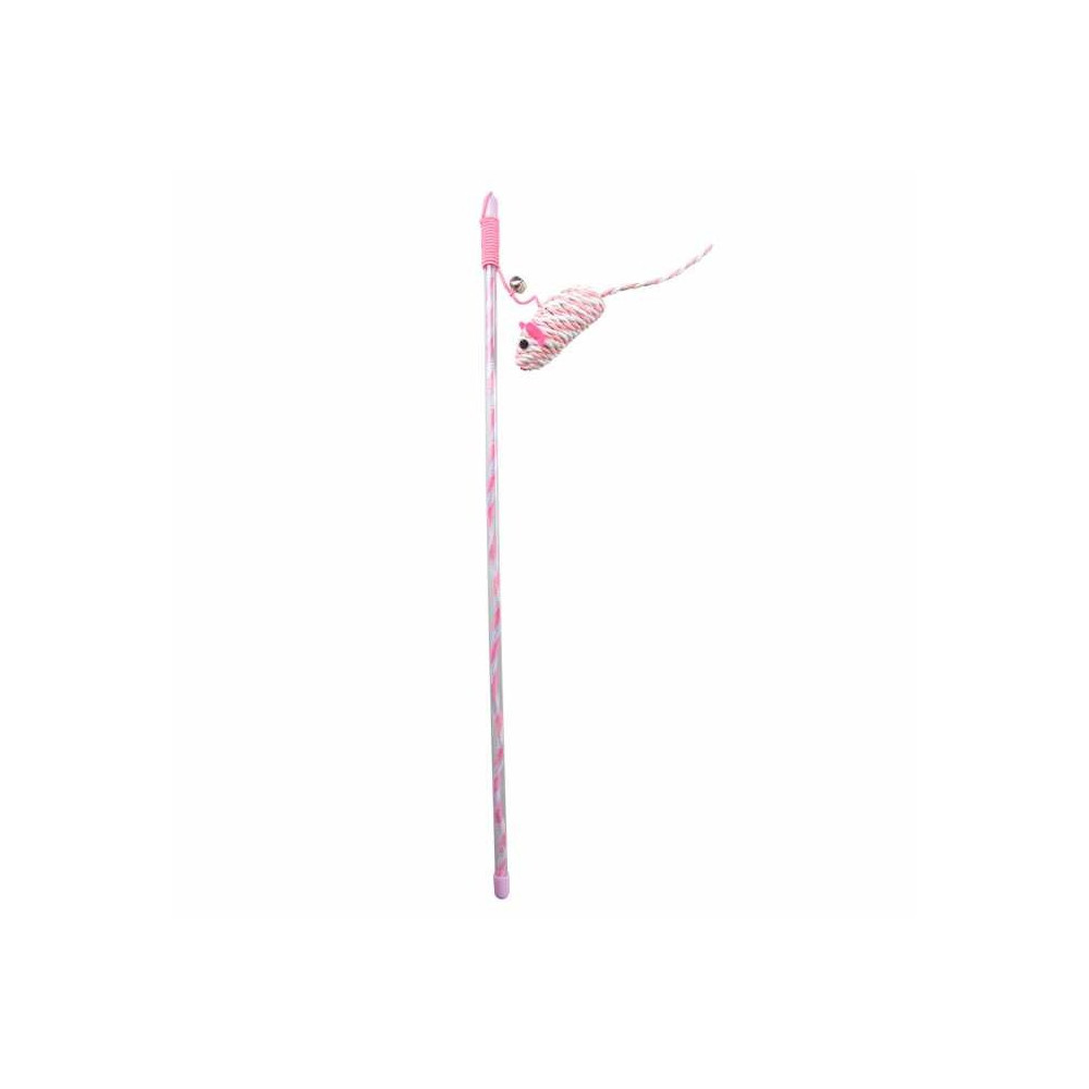 Duvo+ Playing Rod Catchy Paper Mouse Toy For Cats, Pink