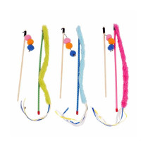 Duvo+ Playing Rod Set Plush Tail And Balls Toy For Cats, Multicolour