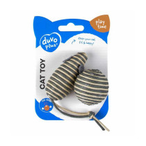 Duvo+ Rope Mouse And Ball Grey Toy For Cats, 2 Pieces