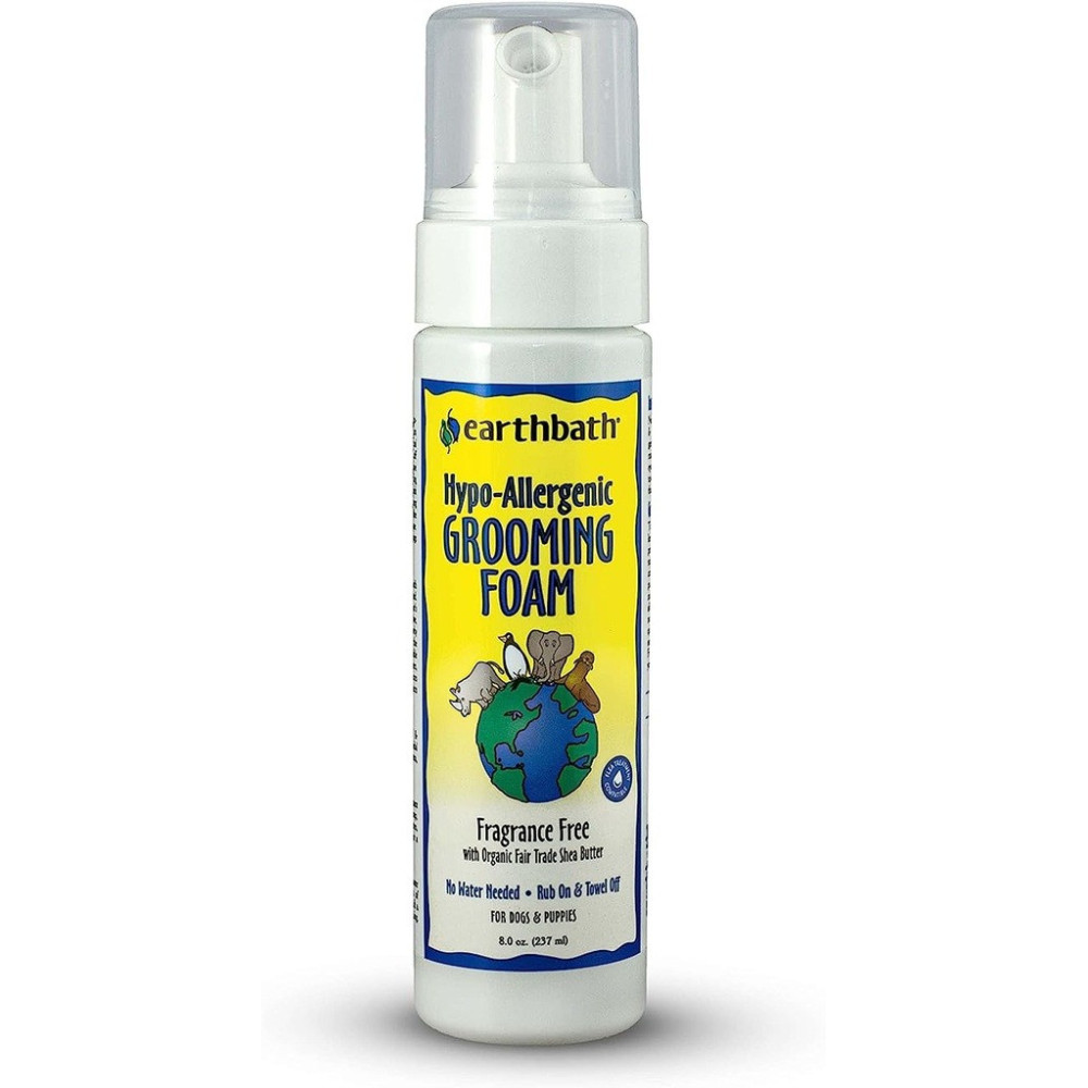 Earthbath Natural Hypo-Allergenic Grooming Foam Fragrance Free Waterless For Dogs And Puppies, 237 ml