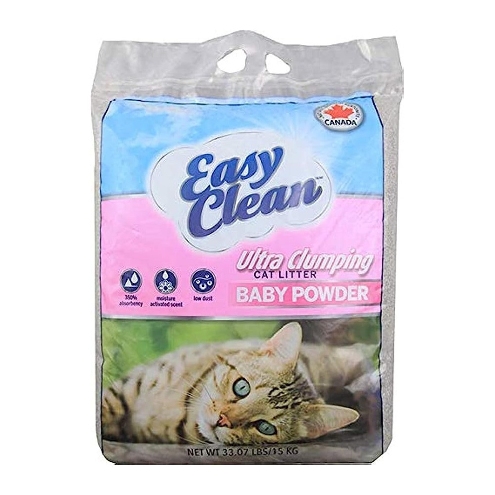 Easy Clean Ultra Clumping Cat Litter Baby Powder, 15 Kg