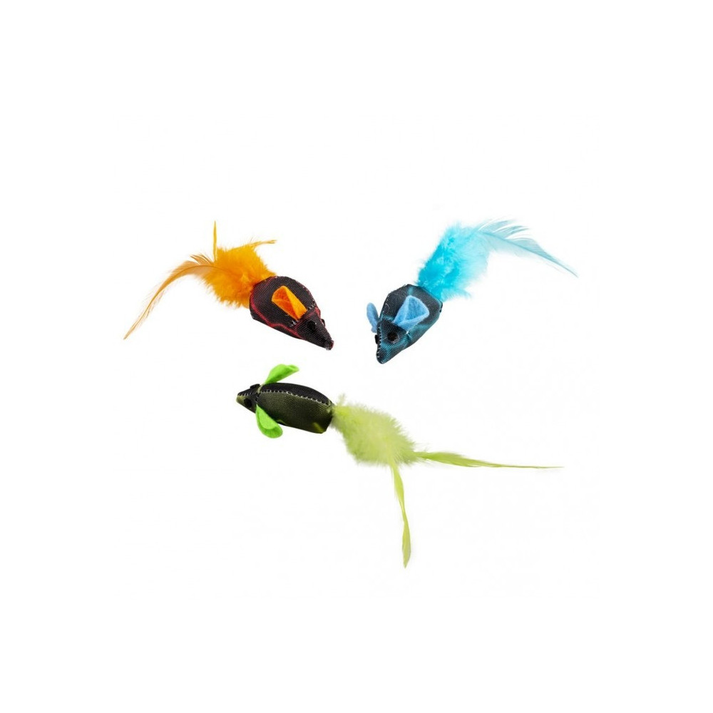 Duvo+ Flash Mice With Feathers, 3Pc, 19 x 5.5 3 Cm