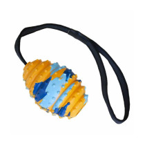 Duvo+ Rubber Rugby Smash Multicolour Dog Toy, Small