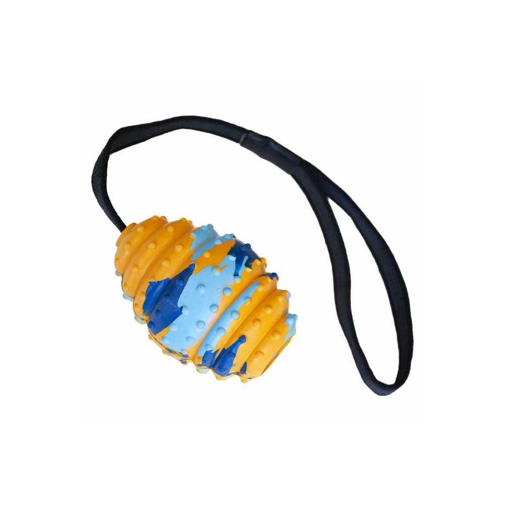 Duvo+ Rubber Rugby Smash Multicolour Dog Toy, Small