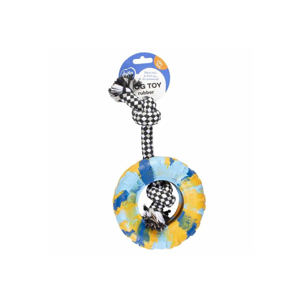 Duvo+ Rubber Tire Smash And Cotton Rope Multicolour, Small Size