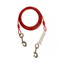 Duvo+ Tie Out Cable With Spring Heavy Duty For Dog, Red, 6M