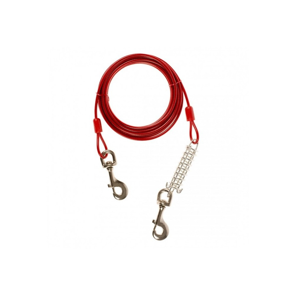 Duvo+ Tie Out Cable With Spring Heavy Duty For Dog, Red, 6M