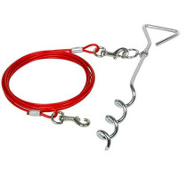Duvo+Tie Out Stake With Rope For Dog, Red Colour, 40 Cm