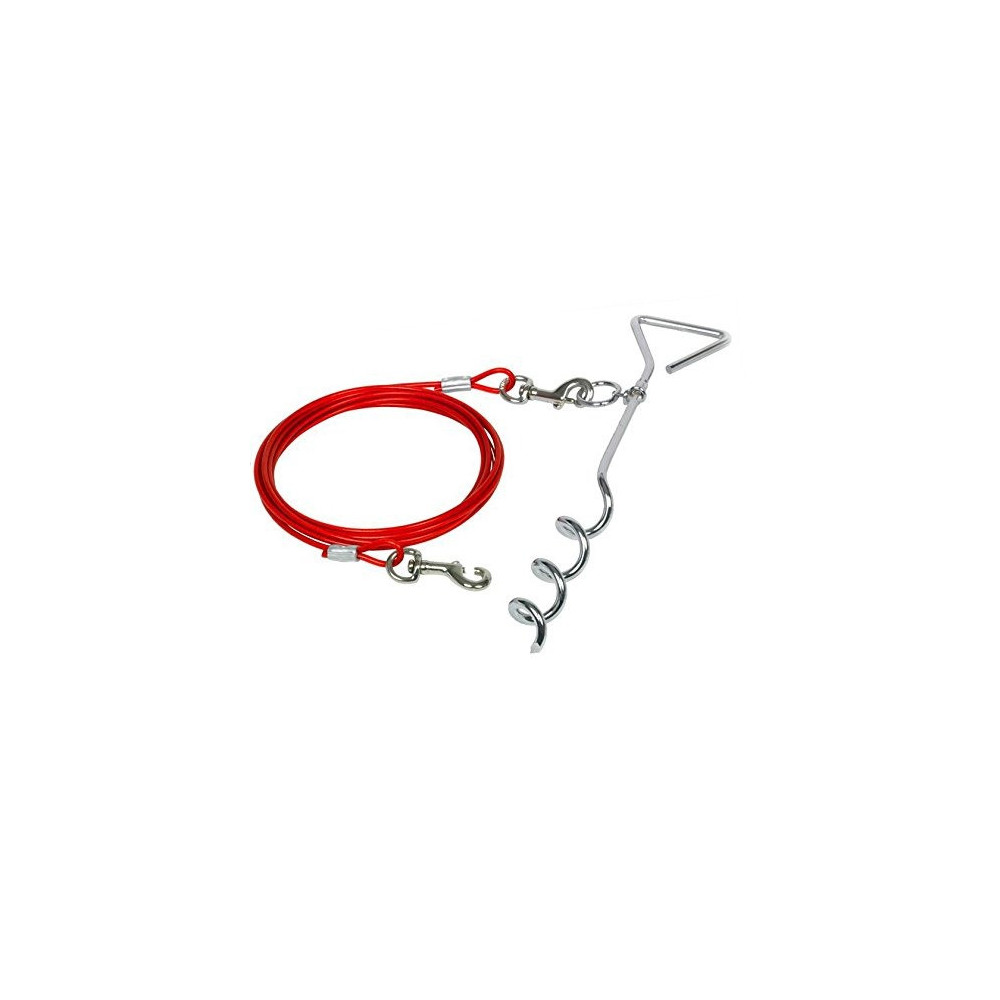 Duvo+Tie Out Stake With Rope For Dog, Red Colour, 40 Cm