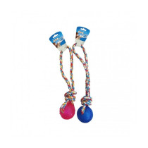 Duvo Tpr Ball With Rope Handle For Birds, Blue/Pink, 37 Cm