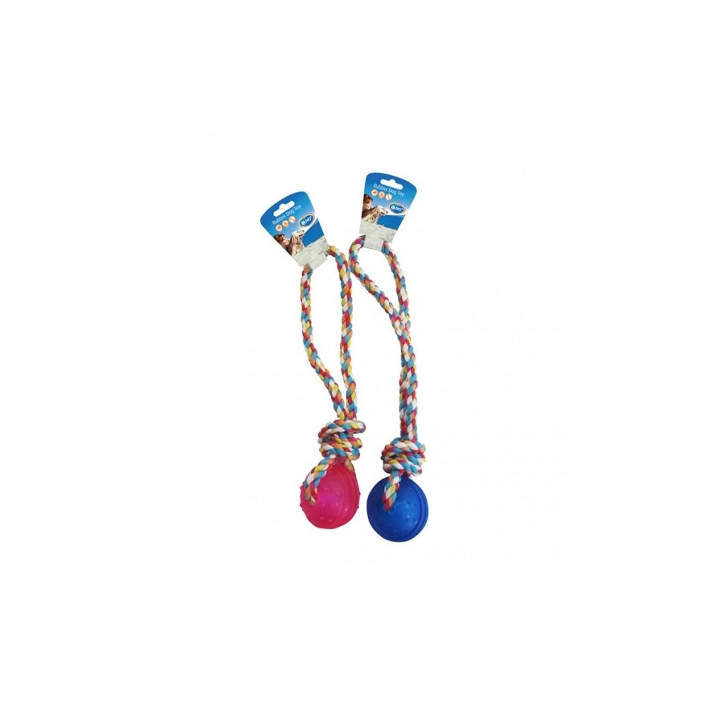 Duvo Tpr Ball With Rope Handle For Birds, Blue/Pink, 37 Cm