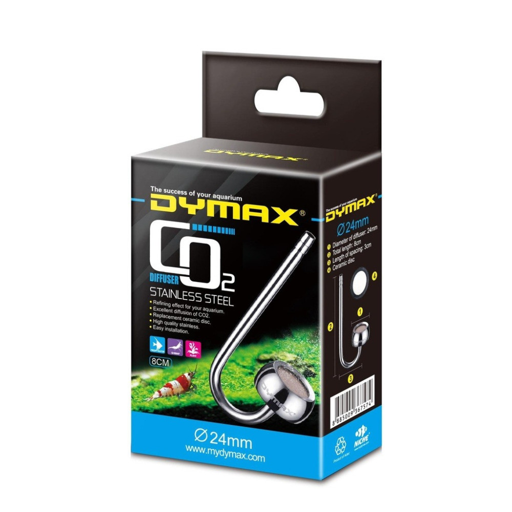 Dymax Stainless Steel Co2 Diffuser, Diameter 24Mm, Length 8Cm