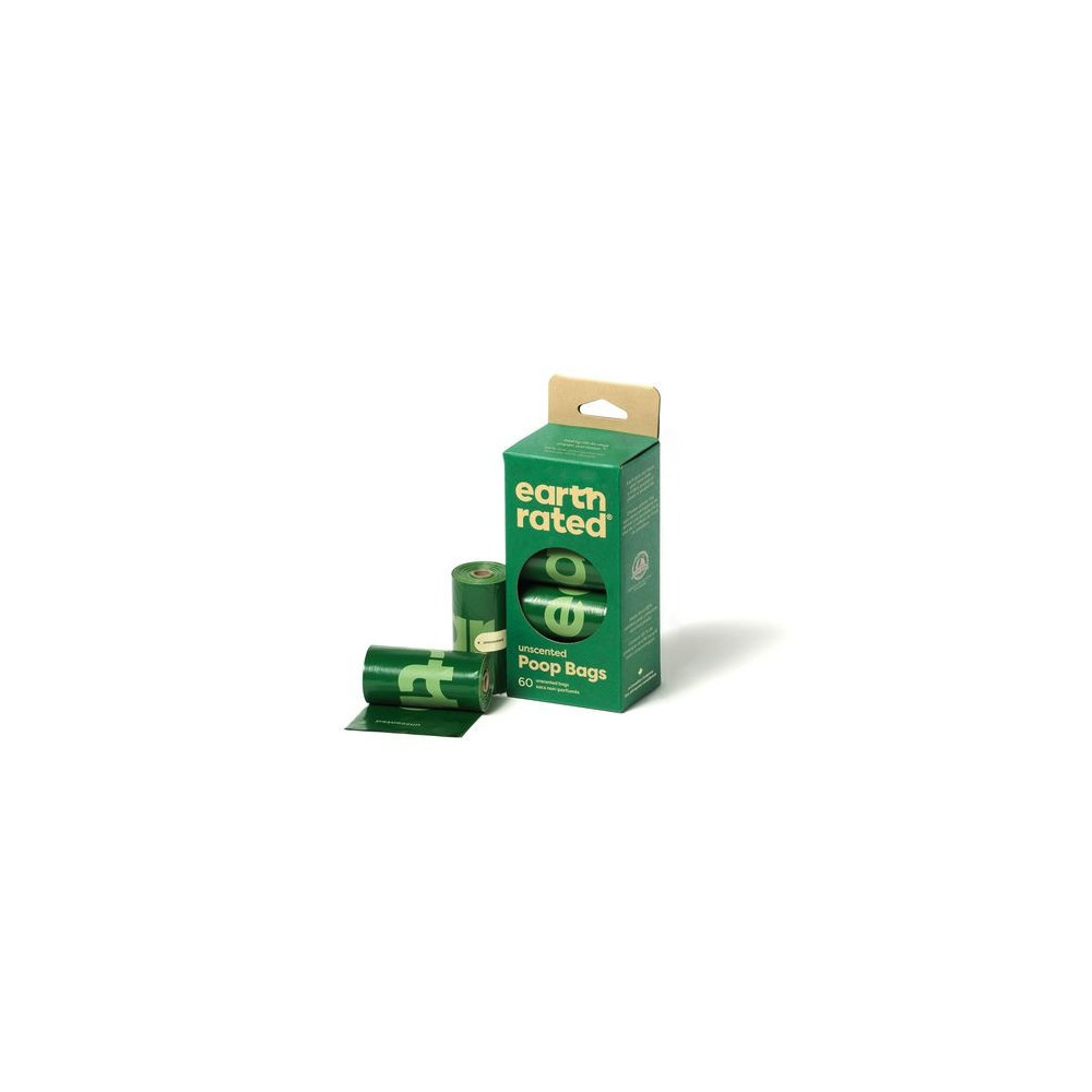 Earth Rated Dog Poop Bags Refill Rolls Unscented, 60 Bags On 4 Rolls