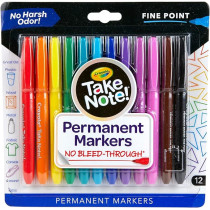 Crayola No Harsh Odor, No Bleed Through Permanent Markers With Fine Point Pack Of 12, Multicolour
