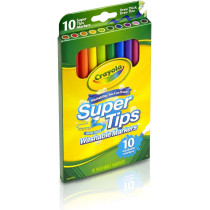 Crayola Washable Super Tips Markers Draw Thin And Thick, Pack Of 10, Multicolour