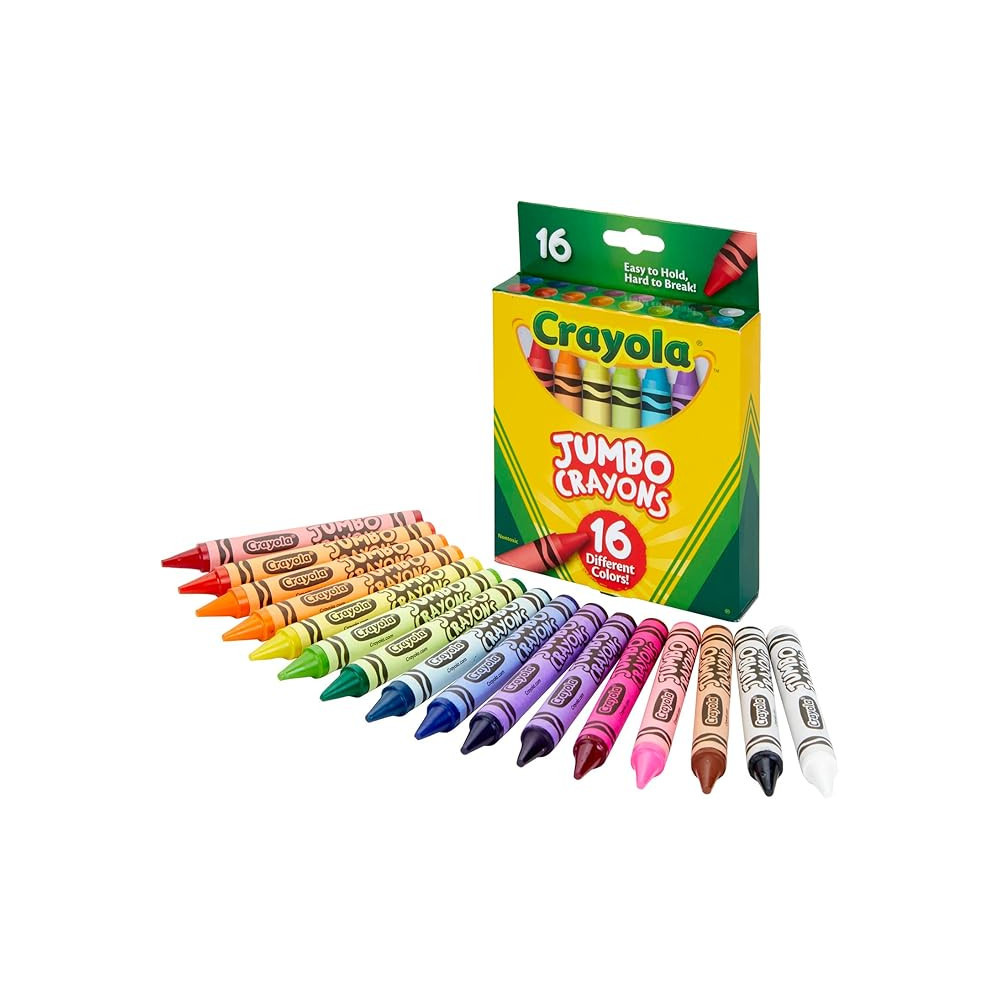 Crayola Easy To Hold Hard To Break Jumbo Crayons Pack Of 16, Multicolour