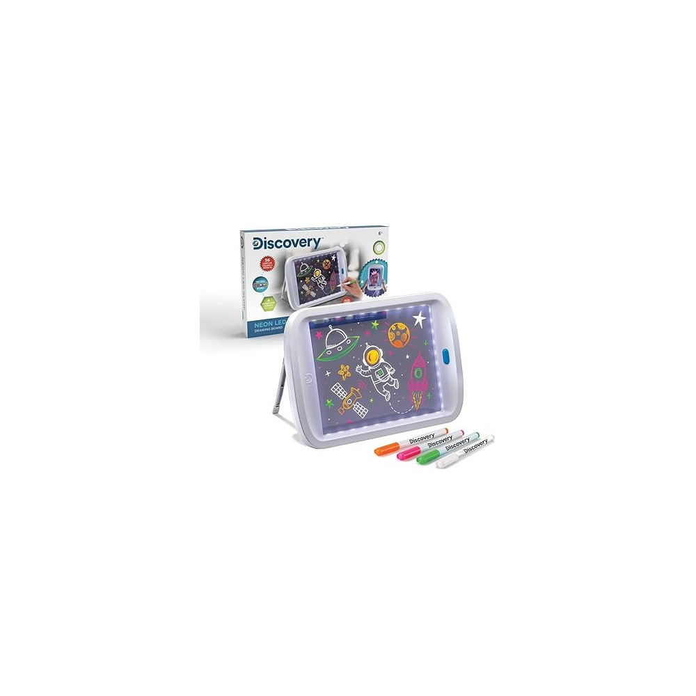 Discovery Kids STEM Neon LED Glow Drawing Board, Multicoloured, 1303002031