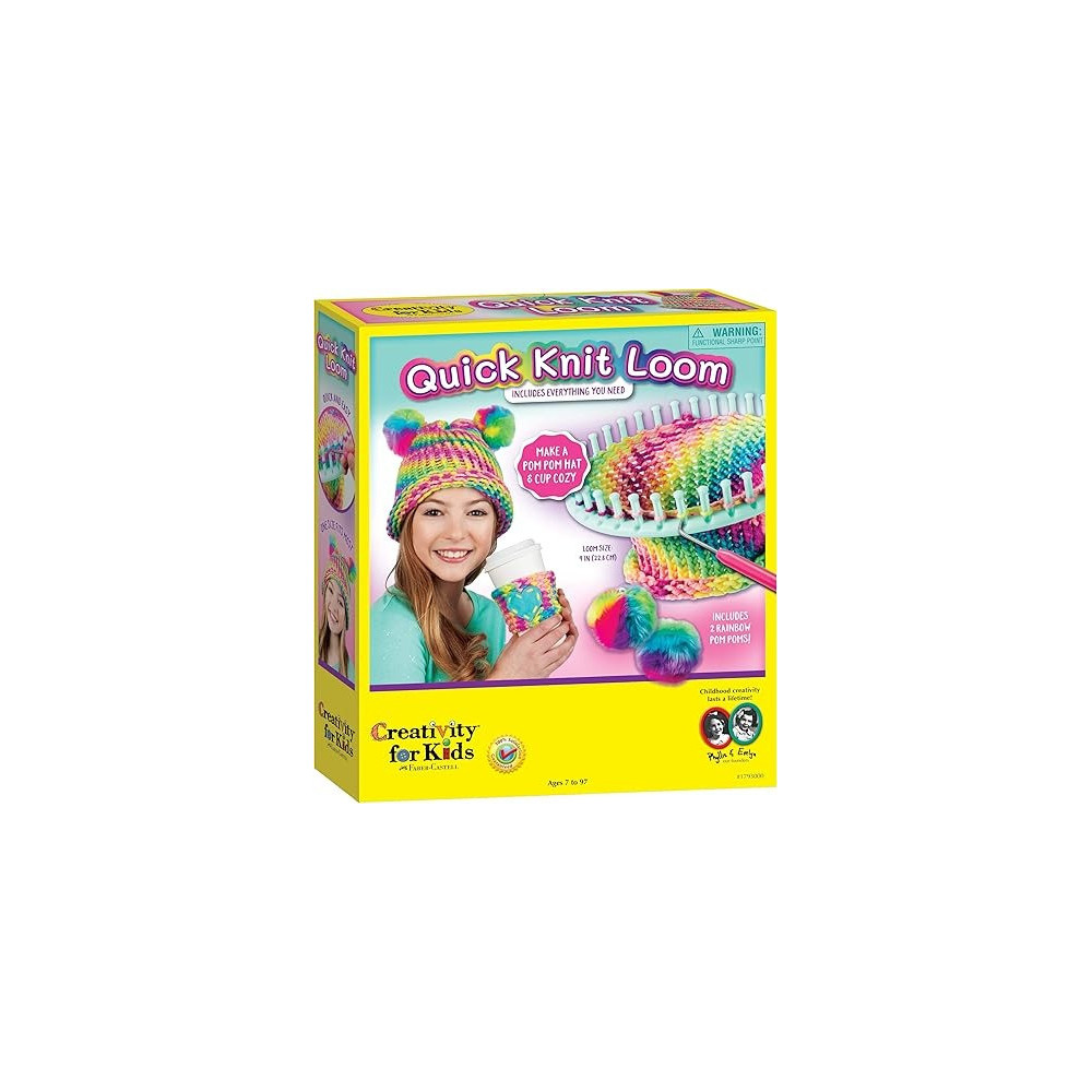 Creativity for Kids Quick Knit Loom Kit, Knitting Kit for Kids, Make Your Own Pom Pom Hat And Accessories, Knitting Loom Crafts for Kids