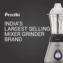 Preethi Steel Supreme MG-208, 750 Watt Mixer Grinder,  Silver And Black