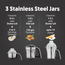 Preethi Steel Supreme MG-208, 750 Watt Mixer Grinder,  Silver And Black