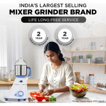 Preethi Blue Leaf Diamond 750 Watt Mixer Grinder with 3 Jars, Blue And White