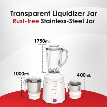 Sujata Supermix, Mixer Grinder, 900 Watts, 3 Jars, White