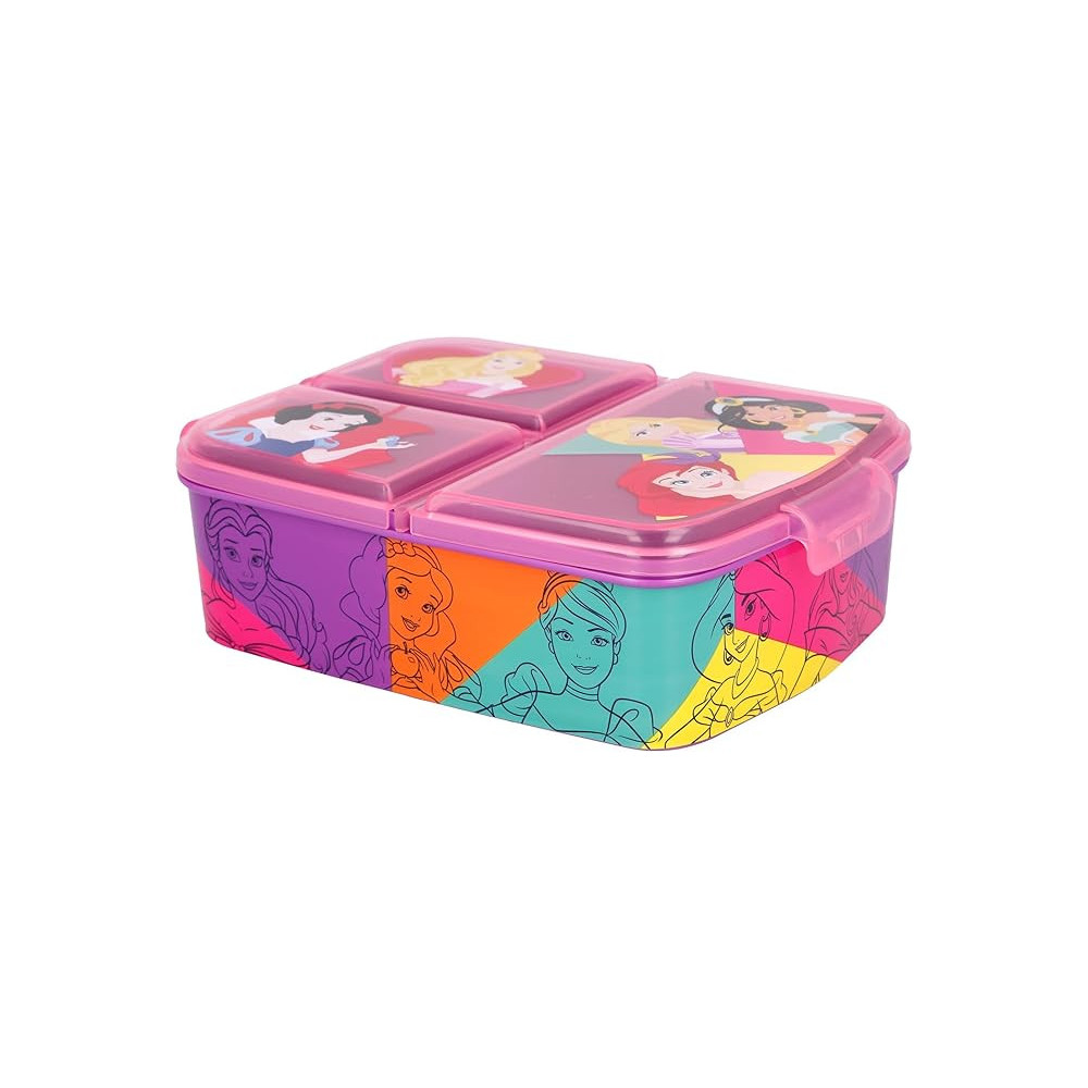 Stor Sandwich Clip It Lunch Box With Disney Princess Theme With Multi Compartments