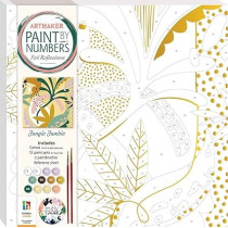 Hinkler Art Maker Paint by Numbers Foil Reflections Jungle Jumble (Includes Canvas + 12 Paints + 2 Paintbrushes)