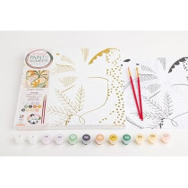 Hinkler Art Maker Paint by Numbers Foil Reflections Jungle Jumble (Includes Canvas + 12 Paints + 2 Paintbrushes)